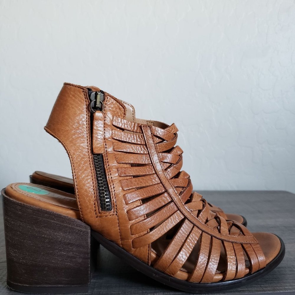Fabianelli Italian Braided Leather Chunky Heel Ankle Bootie Size Women's 8/39